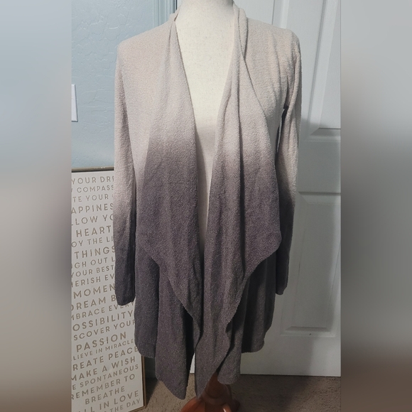 Barefoot Dreams Brown Tan Ombre Cozychic Lite Knit Long Cardigan S/M - Picture 3 of 9